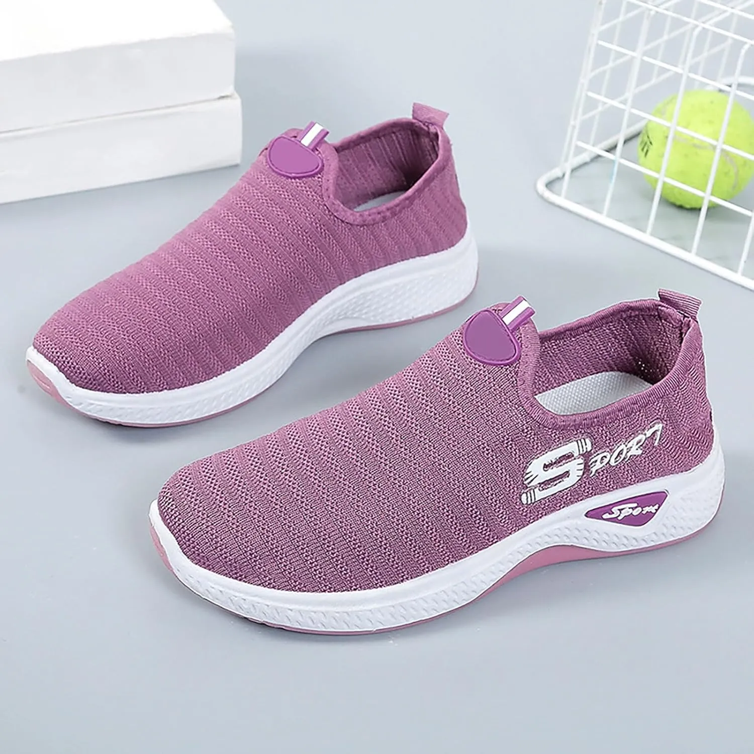 Women Slip On Trainers Ladies Walking Breathable Casual Work Sneakers Running Orthopedic Shoes Womens Wide Fit Trainer