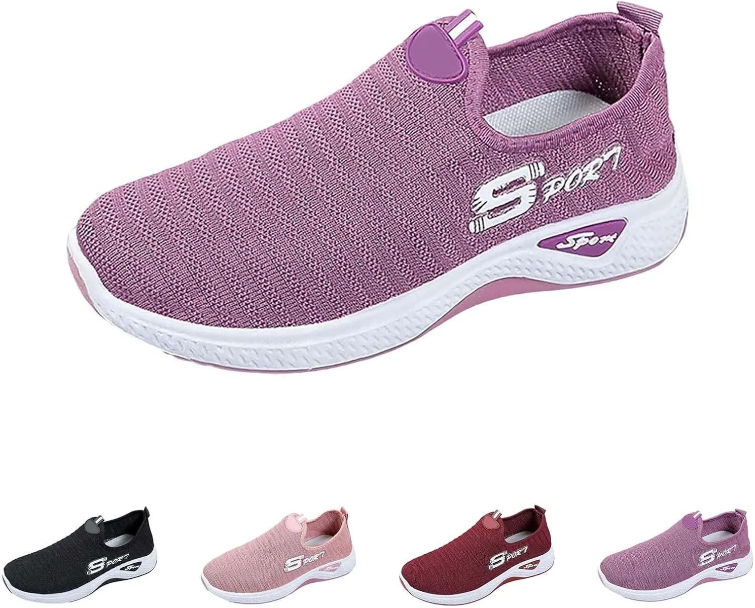 Women Slip On Trainers Ladies Walking Breathable Casual Work Sneakers Running Orthopedic Shoes Womens Wide Fit Trainer