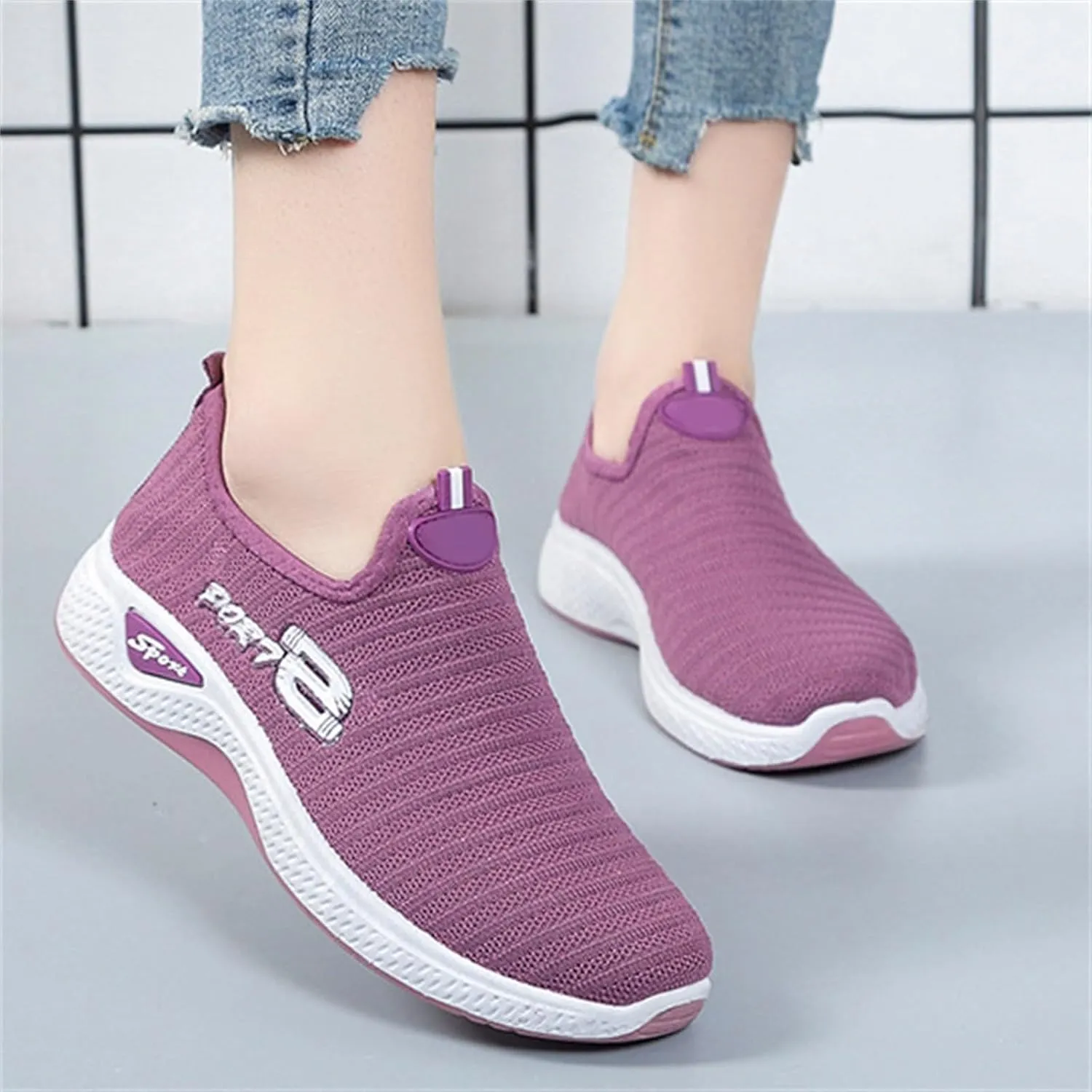 Women Slip On Trainers Ladies Walking Breathable Casual Work Sneakers Running Orthopedic Shoes Womens Wide Fit Trainer