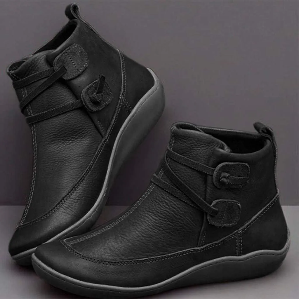 Women Waterproof Ankle Boots Non-slip Sole Leather Booties Shoes Winter Comfort Lightweight Walking Boot