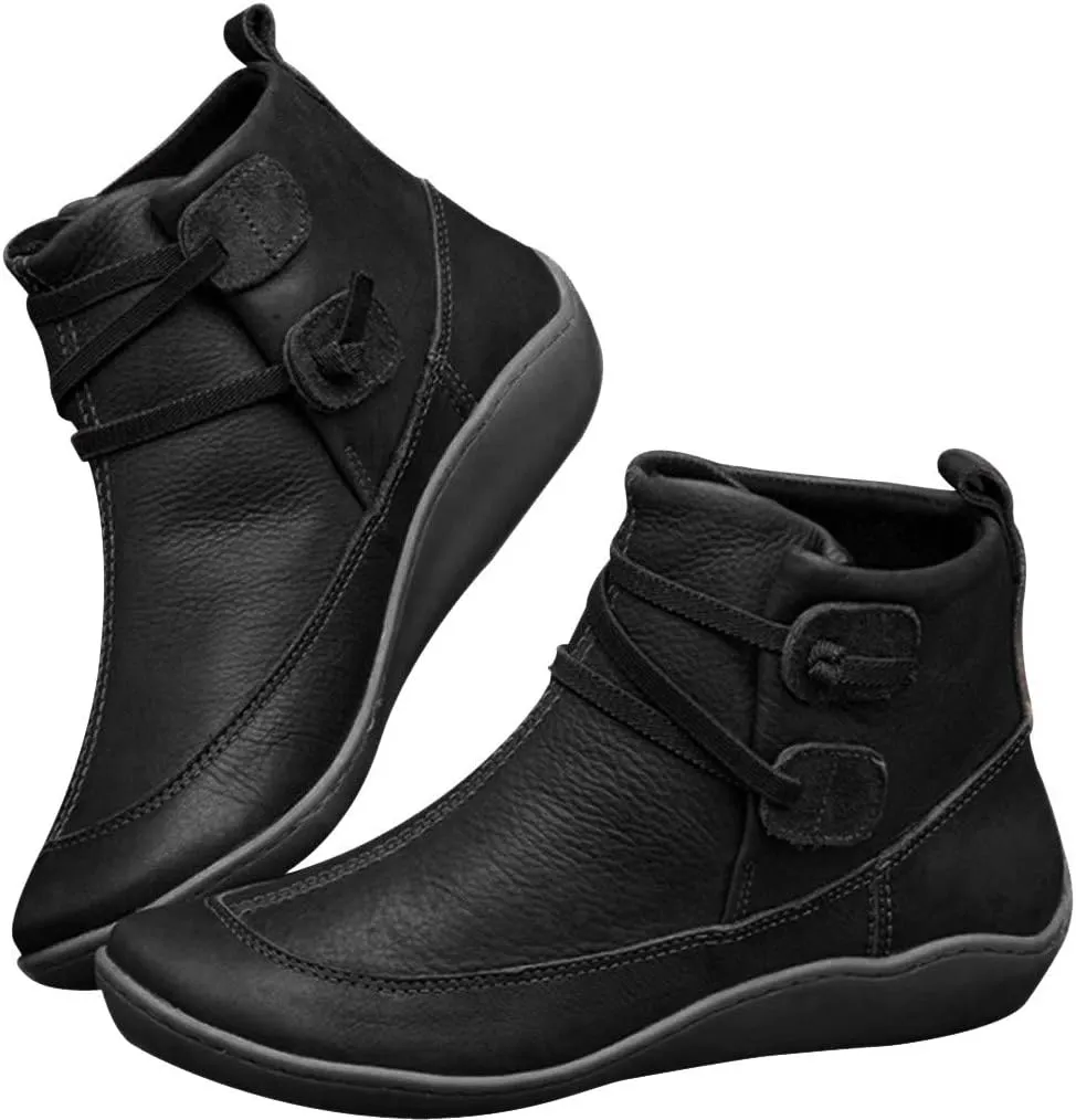 Women Waterproof Ankle Boots Non-slip Sole Leather Booties Shoes Winter Comfort Lightweight Walking Boot