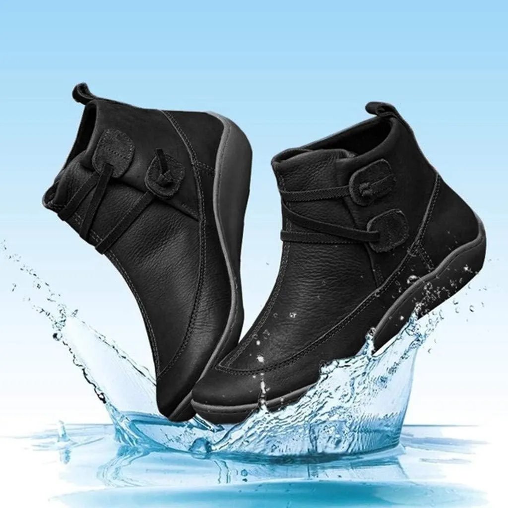 Women Waterproof Ankle Boots Non-slip Sole Leather Booties Shoes Winter Comfort Lightweight Walking Boot