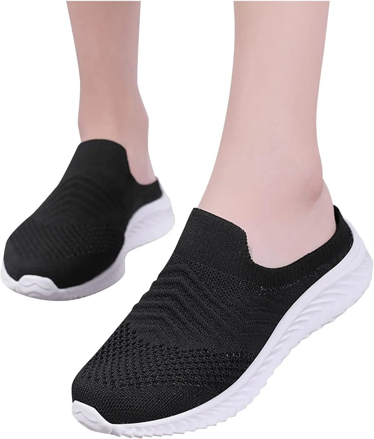Women's Backless Slip on Mesh Sneakers Shoes Mens Running Shoes Walking Women's Casual Shoes Black Platform Sneaker Tennis Shoe Loafers Casual Slip On