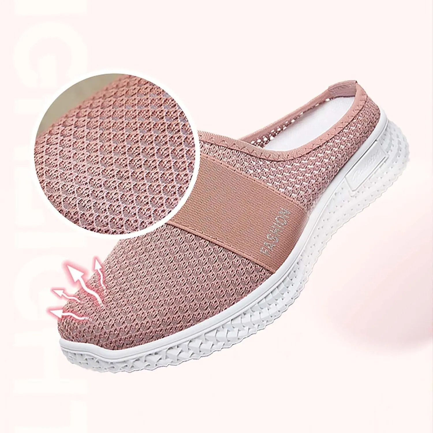 Women's Backless Slip on Mesh Sneakers Shoes Running Shoes for Women Slip On Casual Black Shoes Brown Sneakers Brown Tennis Shoe Trainers Shoe