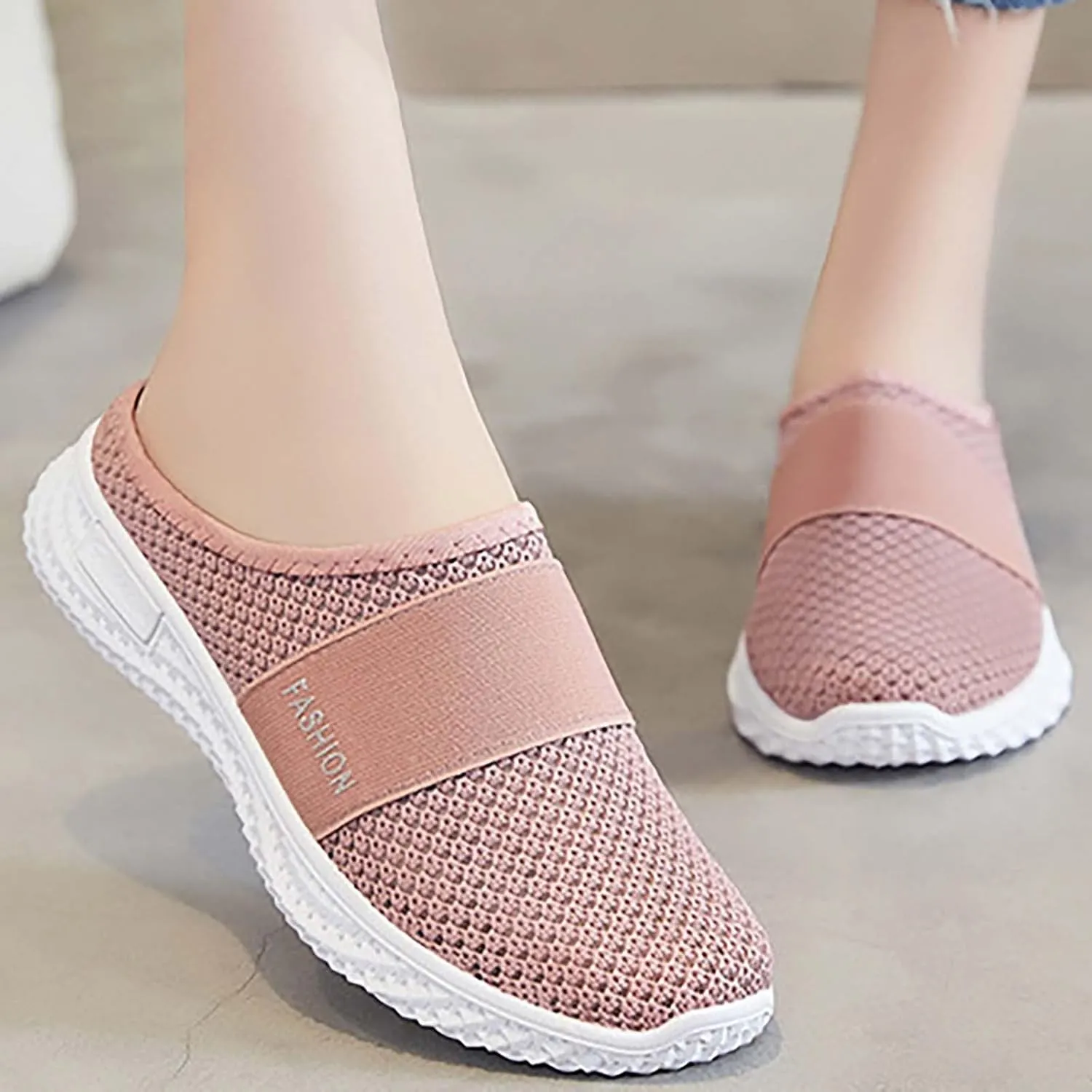 Women's Backless Slip on Mesh Sneakers Shoes Running Shoes for Women Slip On Casual Black Shoes Brown Sneakers Brown Tennis Shoe Trainers Shoe