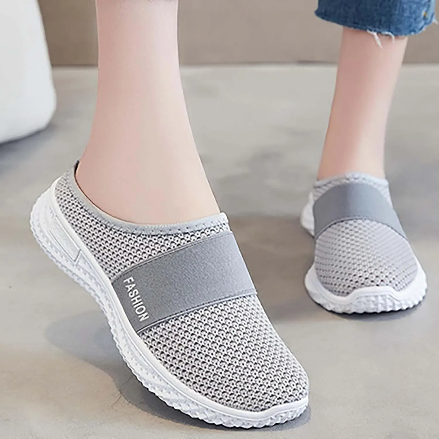 Women's Backless Slip on Mesh Sneakers Shoes Running Shoes for Women Slip On Casual Black Shoes Brown Sneakers Brown Tennis Shoe Trainers Shoe