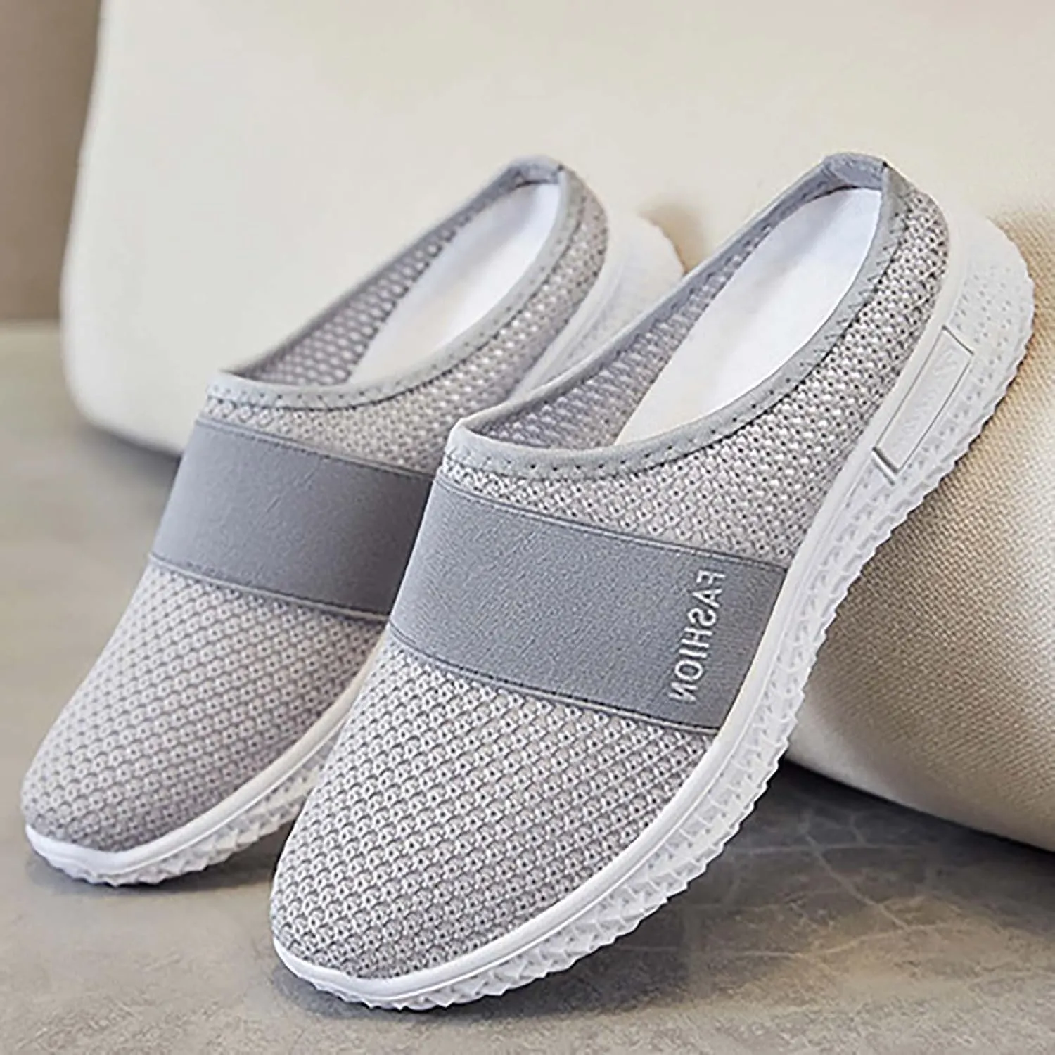 Women's Backless Slip on Mesh Sneakers Shoes Running Shoes for Women Slip On Casual Black Shoes Brown Sneakers Brown Tennis Shoe Trainers Shoe