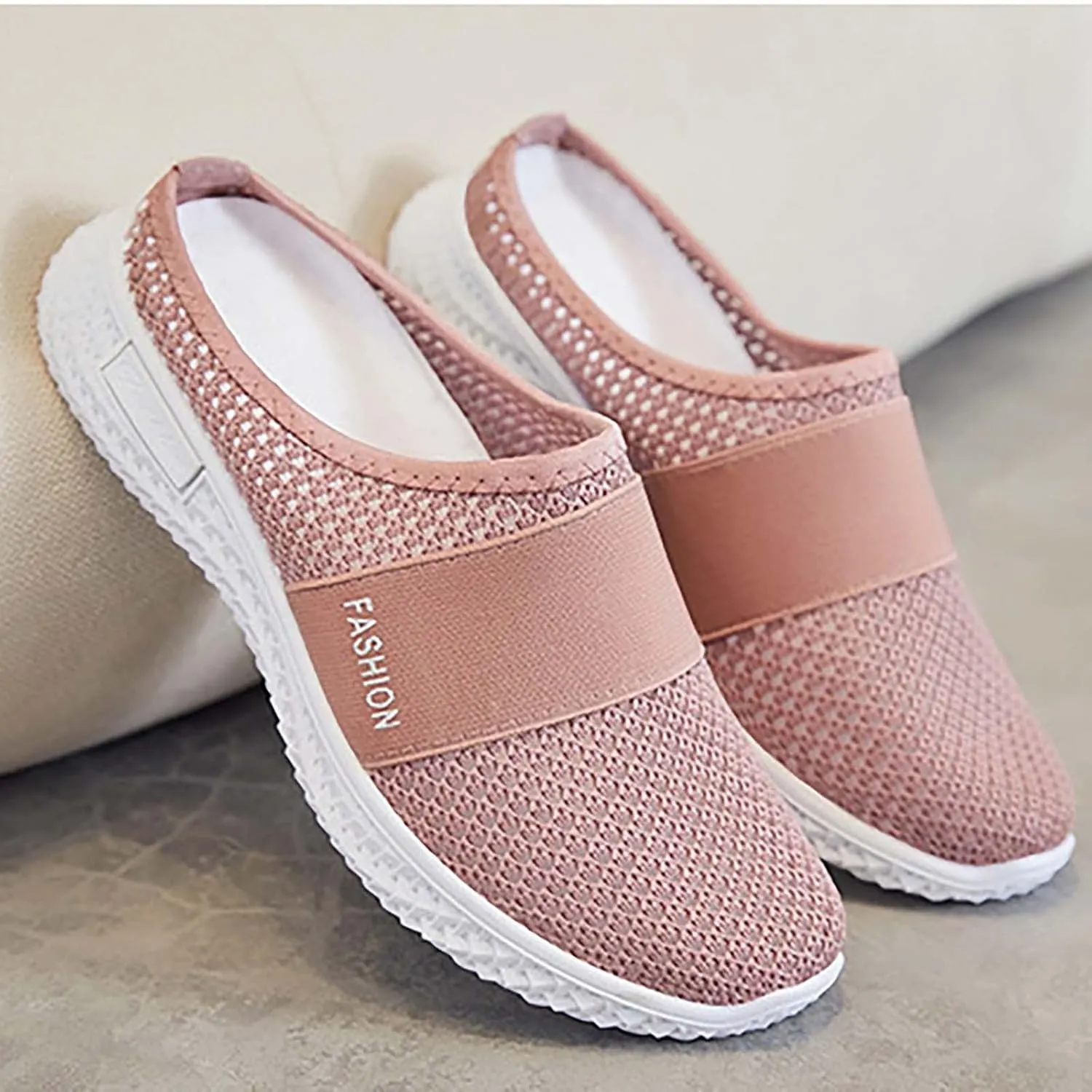 Women's Backless Slip on Mesh Sneakers Shoes Running Shoes for Women Slip On Casual Black Shoes Brown Sneakers Brown Tennis Shoe Trainers Shoe