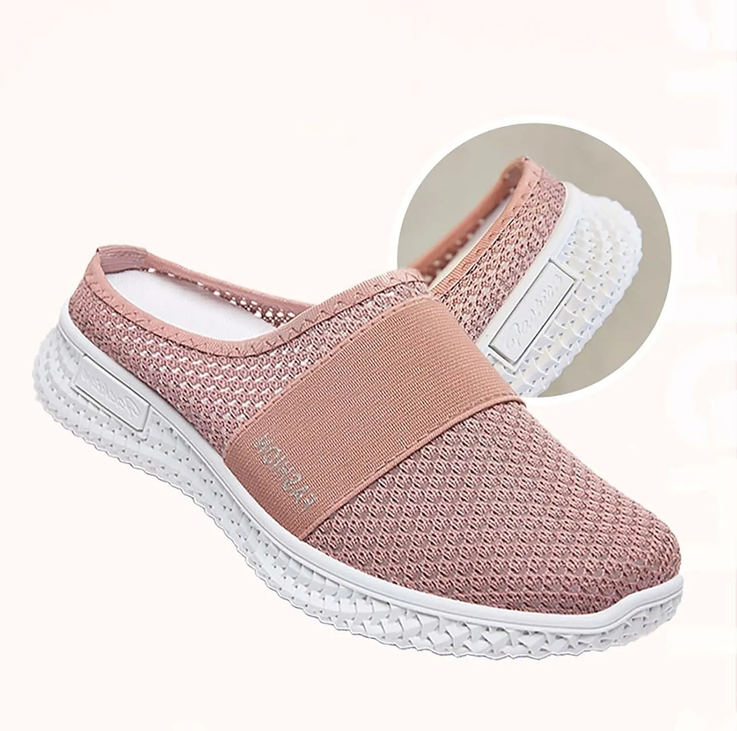 Women's Backless Slip on Mesh Sneakers Shoes Running Shoes for Women Slip On Casual Black Shoes Brown Sneakers Brown Tennis Shoe Trainers Shoe