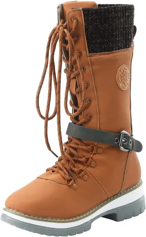 Womens Boots Winter Warm Cozy Lug Sole Boots for Women Durable Faux Leather Non Slip Mid-Calf Snow Boots
