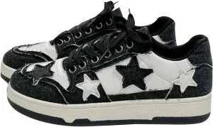 Womens Canvas Sneakers Comfy Color-Blocking Star Pattern Breathable Soft Walking Running Shoes Comfortable Tennis Shoes Non Slip Summer Spring Women's Sneakers