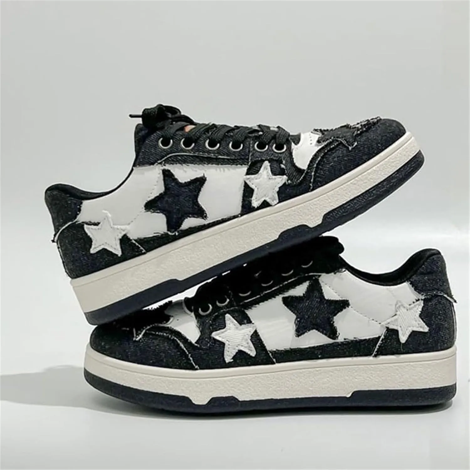 Womens Canvas Sneakers Comfy Color-Blocking Star Pattern Breathable Soft Walking Running Shoes Comfortable Tennis Shoes Non Slip Summer Spring Women's Sneakers
