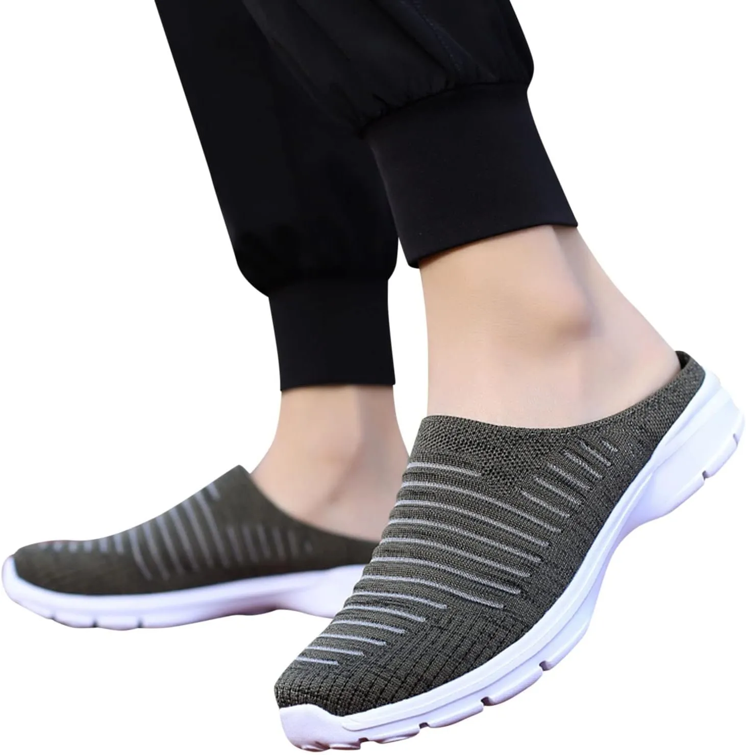 Women's Casual Slip on Half Shoes Breathable Running Shoes for Women Mesh Breathable Casual Dress Shoes White Platform Sneakers White Tennis Shoe Casual Loafers