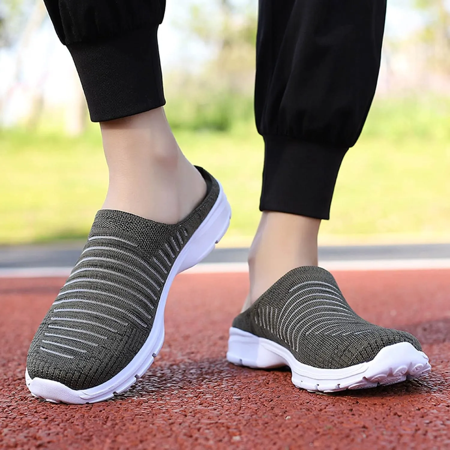 Women's Casual Slip on Half Shoes Breathable Running Shoes for Women Mesh Breathable Casual Dress Shoes White Platform Sneakers White Tennis Shoe Casual Loafers