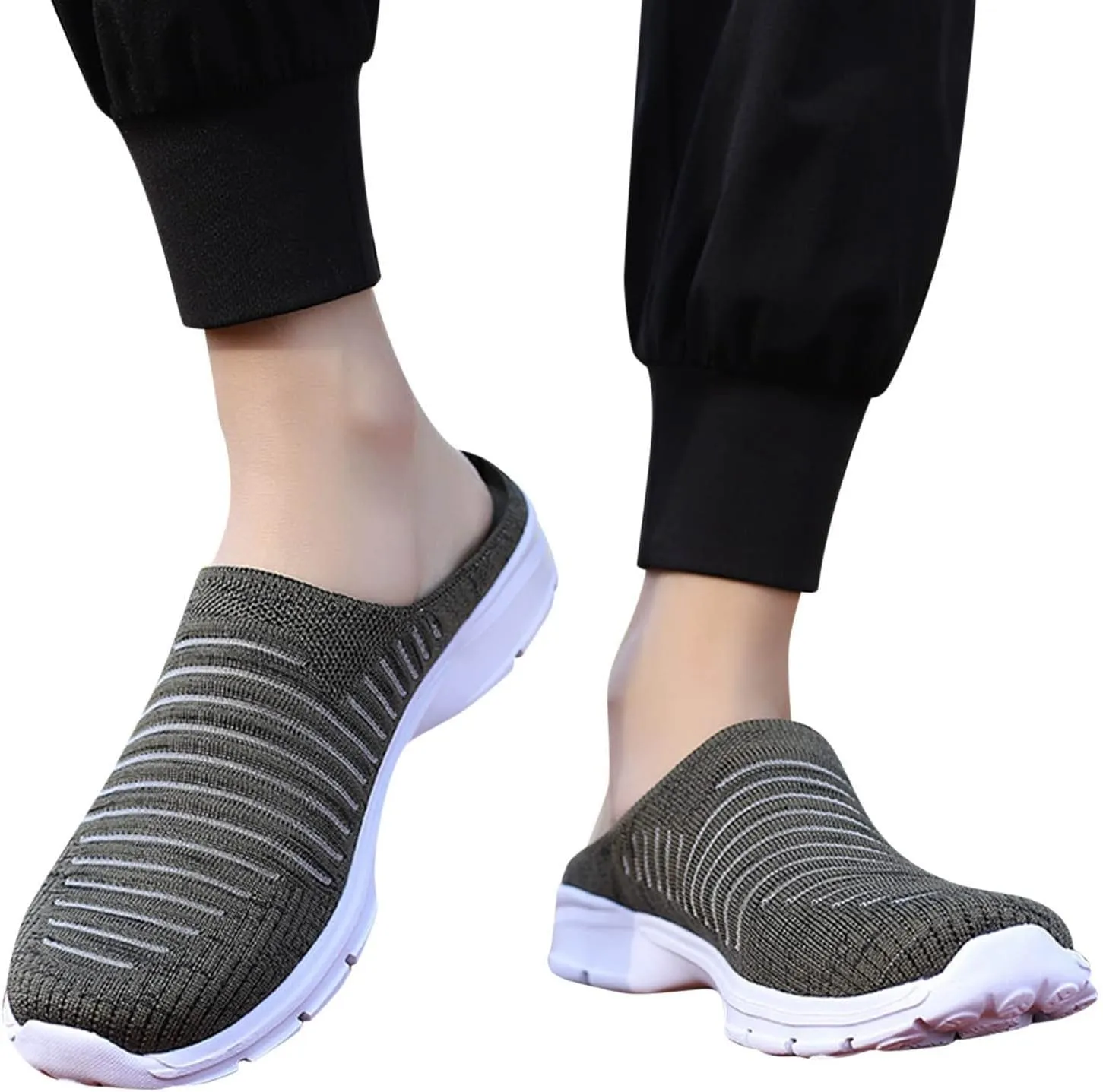 Women's Casual Slip on Half Shoes Breathable Running Shoes for Women Mesh Breathable Casual Dress Shoes White Platform Sneakers White Tennis Shoe Casual Loafers