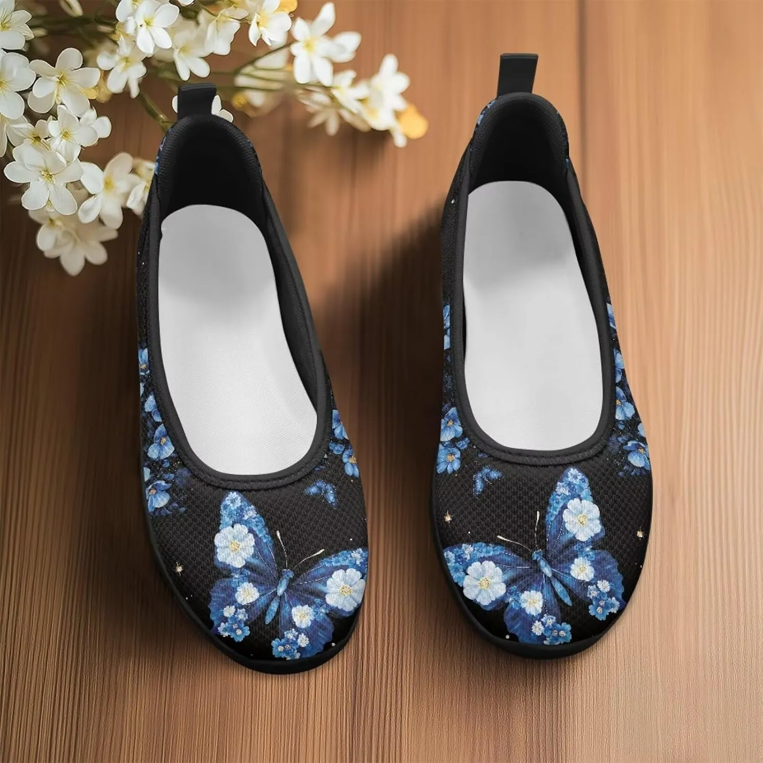 Womens Comfort Mesh Loafers Classic Slip-Ons Casual Bussiness Shoes Lightweight Walking Flats Everyday Work Shoes Black Sole