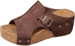 Women's Cork Platform Wedge Heels Sandals Dressy 2025 Open Toe Casual Boho Espadrilles Wedges Heels Sandals Casual Boho Summer Beach Walking Comfortable Slippers with Arch Support