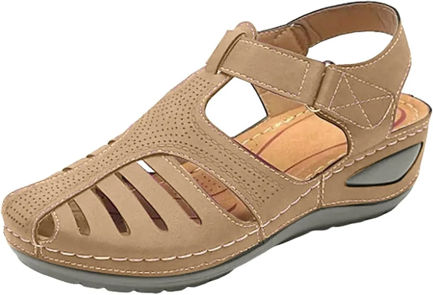 Women's Dressy Casual Black Wedge Sandals for Women, Flat, Open Toe, Slip On, Waterproof, Polyester, Faux Leather, Casual, Wedge Sandals
