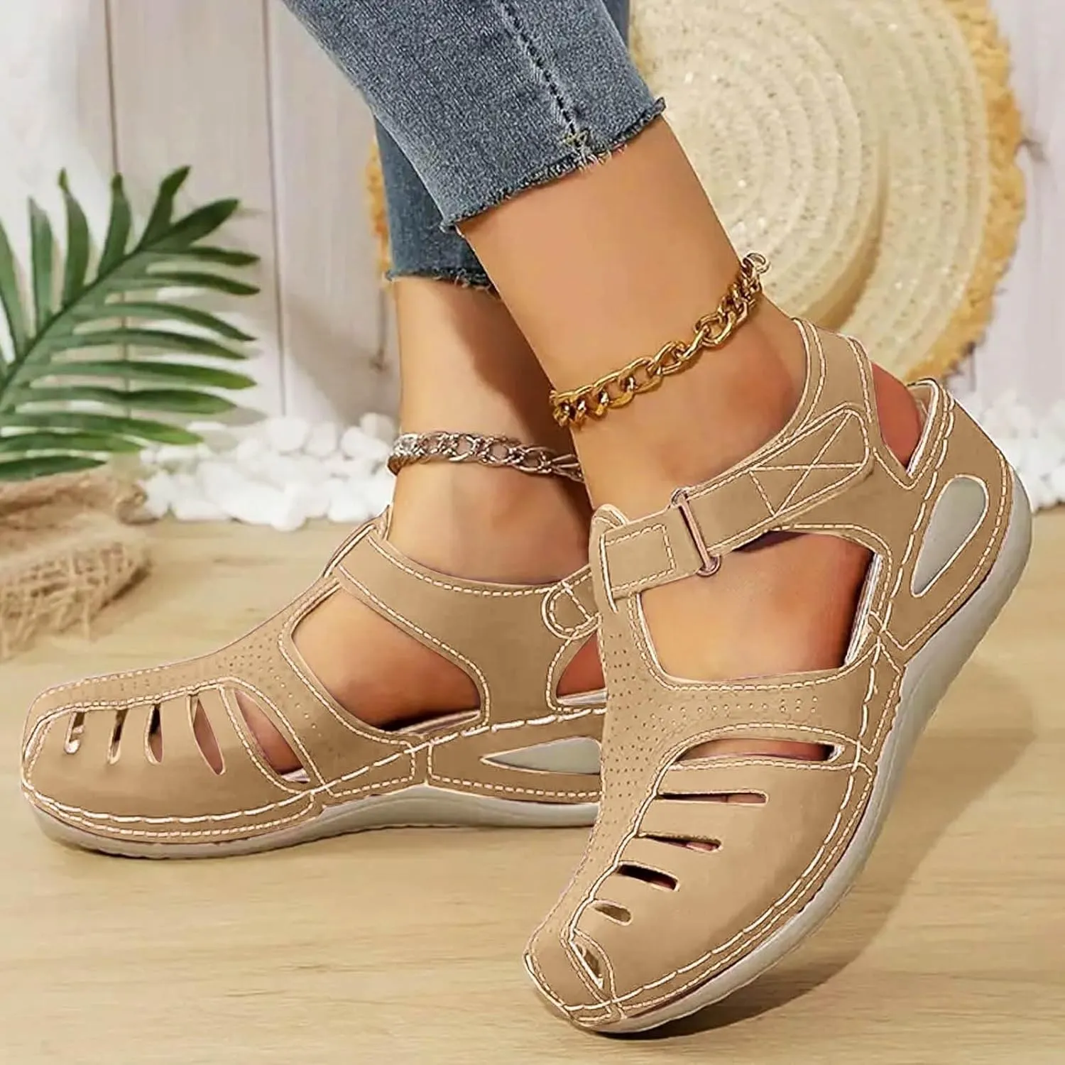 Women's Dressy Casual Black Wedge Sandals for Women, Flat, Open Toe, Slip On, Waterproof, Polyester, Faux Leather, Casual, Wedge Sandals