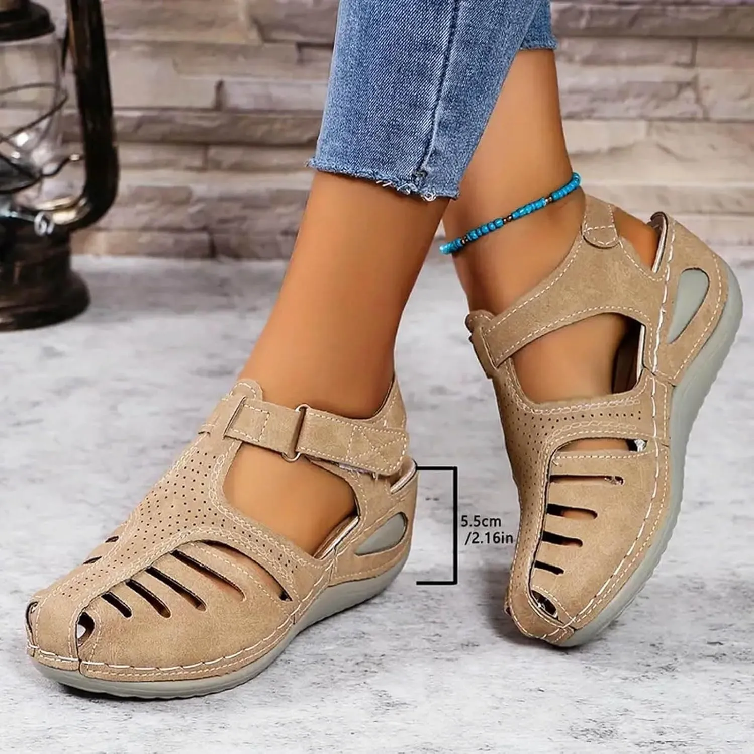 Women's Dressy Casual Black Wedge Sandals for Women, Flat, Open Toe, Slip On, Waterproof, Polyester, Faux Leather, Casual, Wedge Sandals