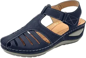 Women's Dressy Casual Black Wedge Sandals for Women, Flat, Open Toe, Slip On, Waterproof, Polyester, Faux Leather, Casual, Wedge Sandals