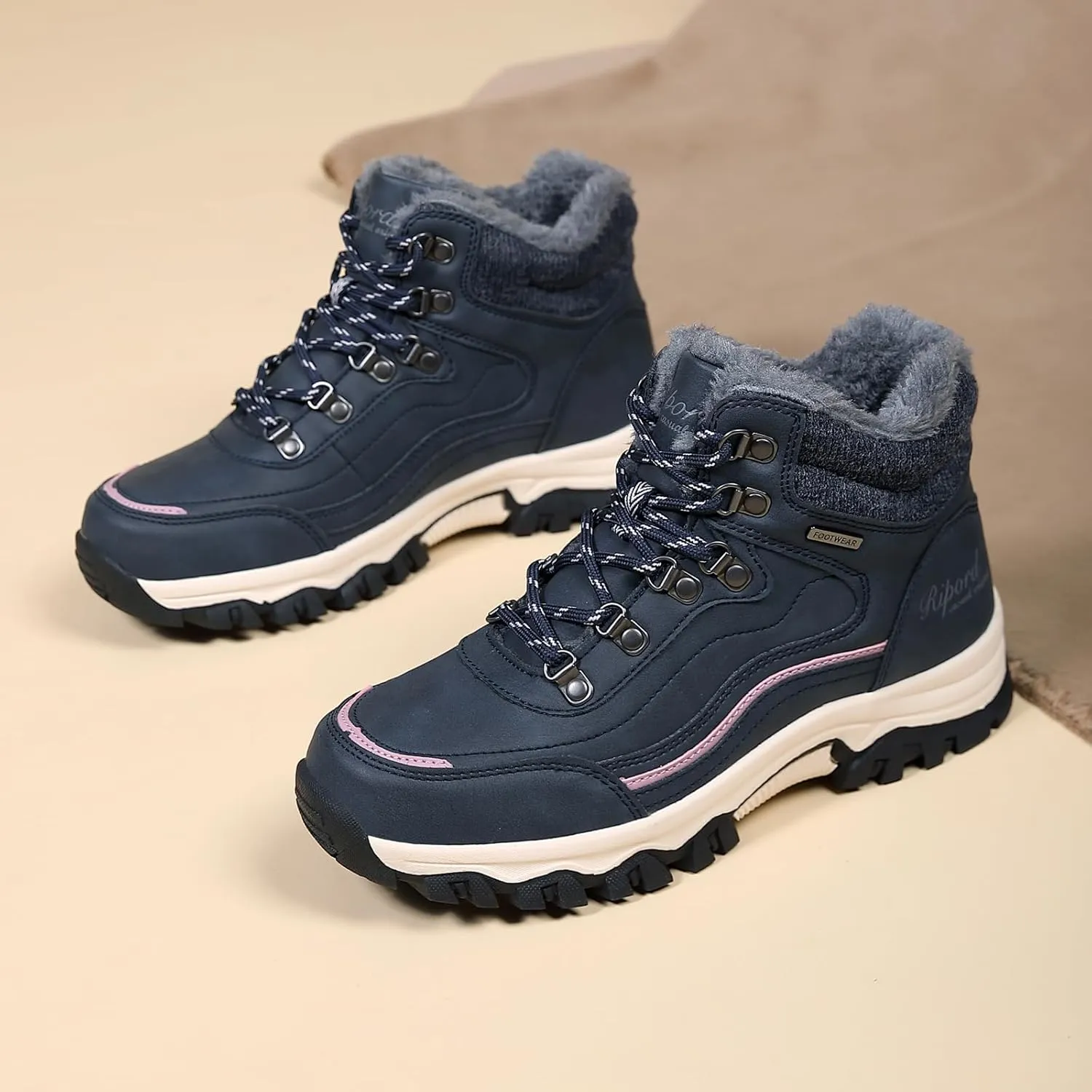 Womens Hiking Snow Boots Winter Boots Comfortable Warm Fur Shoes for Outdoor