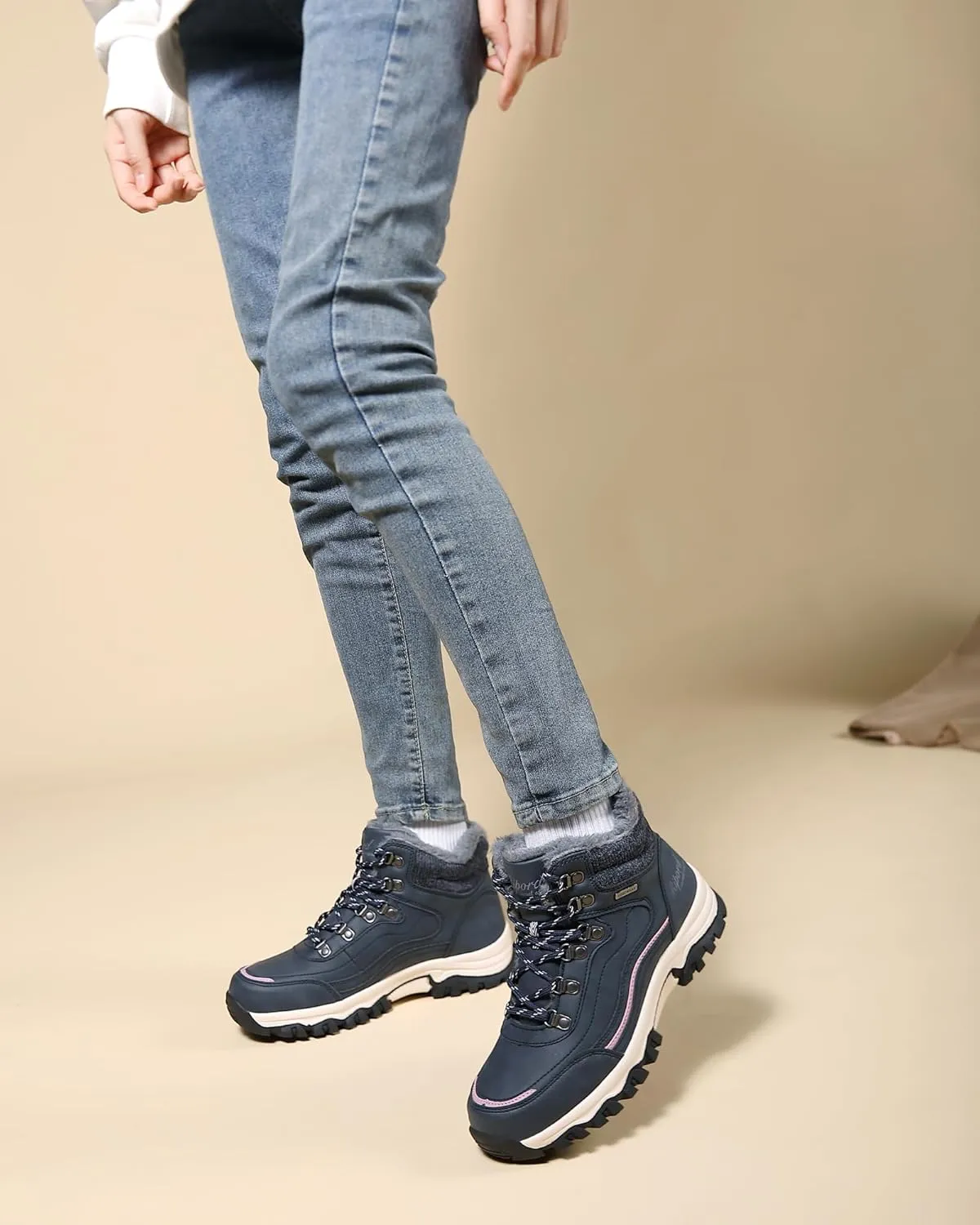 Womens Hiking Snow Boots Winter Boots Comfortable Warm Fur Shoes for Outdoor