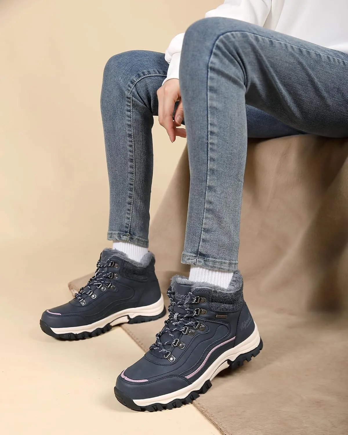 Womens Hiking Snow Boots Winter Boots Comfortable Warm Fur Shoes for Outdoor