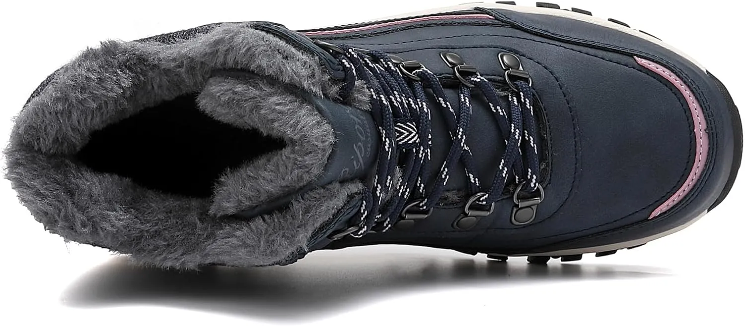 Womens Hiking Snow Boots Winter Boots Comfortable Warm Fur Shoes for Outdoor