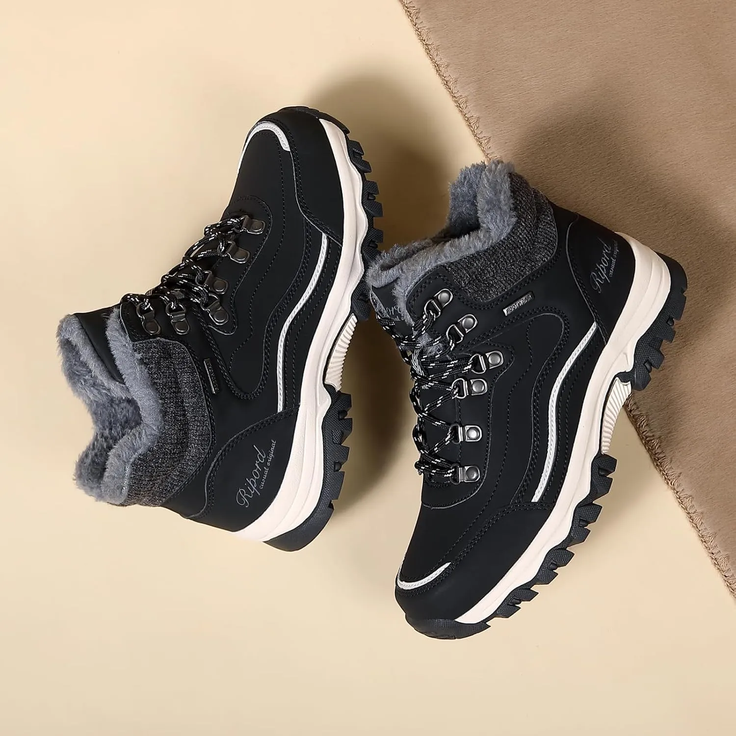 Womens Hiking Snow Boots Winter Boots Comfortable Warm Fur Shoes for Outdoor