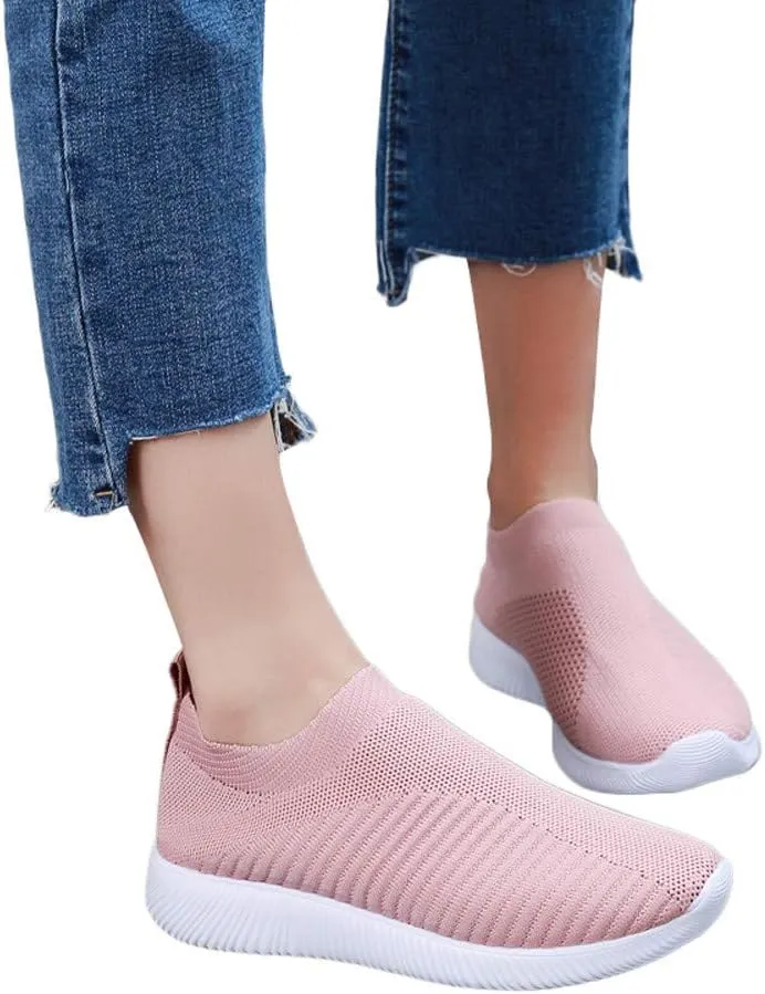 Womens Ladies Walking Running Shoes Slip On Lightweight Tennis Shoes Womens Casual Women's Casual Shoes Men's Fashion Sneakers Black Tennis Shoe Trainers Shoe