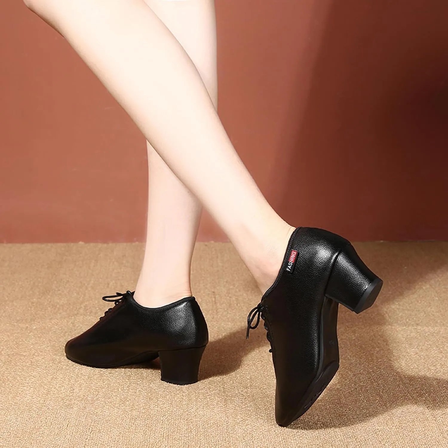 Women's Low Top Dance Shoes Lace-Up Leather Shoes Orthopedic Dress Loafers Soft Soled Comfort Shoes for Women
