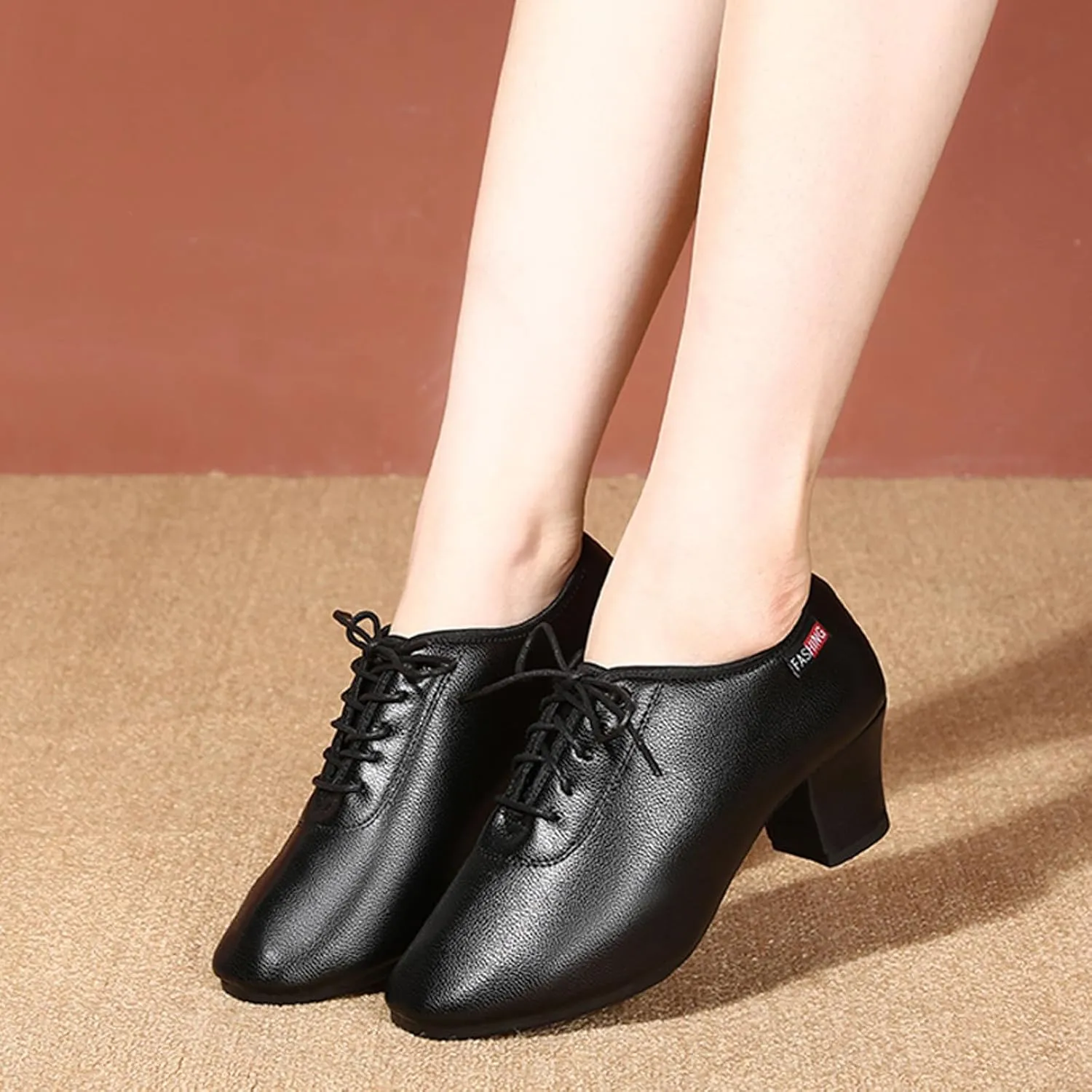 Women's Low Top Dance Shoes Lace-Up Leather Shoes Orthopedic Dress Loafers Soft Soled Comfort Shoes for Women