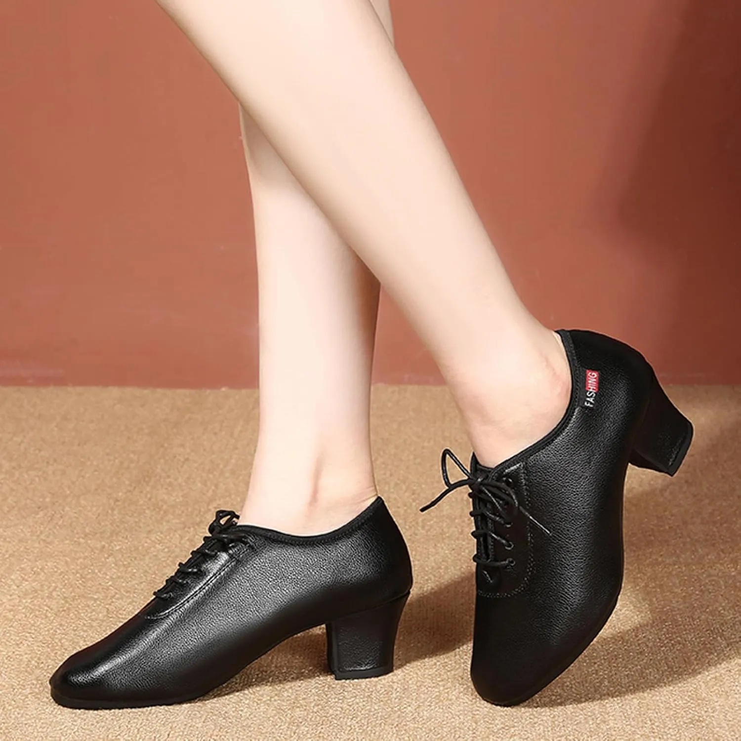 Women's Low Top Dance Shoes Lace-Up Leather Shoes Orthopedic Dress Loafers Soft Soled Comfort Shoes for Women