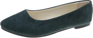 Women's Low Wedge Ballet Shoe Round Toe Suede Slip on Flats Soft-soled Solid Comfy Sandals Ballerina Shoes for Summer