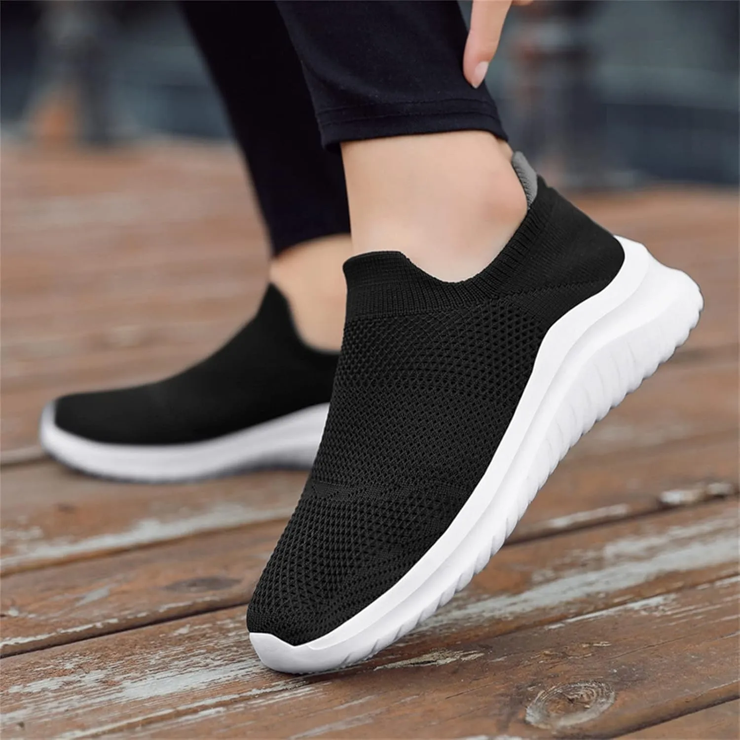 Womens Non Slip Work Shoes Slip On Water Resistant Mens Dress Shoes Arch Support Men's Casual Shoes Platform Sneakers Black Tennis Shoe Loafers Casual Slip On