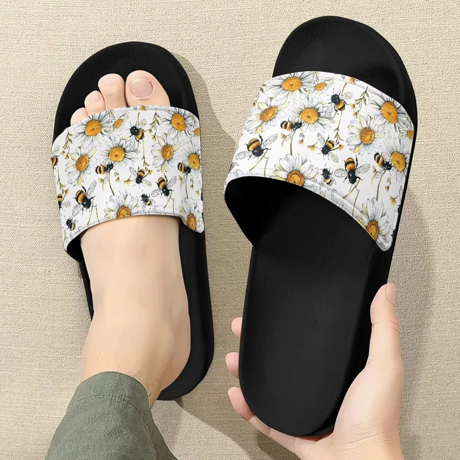 Women's Novelty Slides Sandals Casual Soft Sole Open Toe Non-Slip Single Band Slides Sandals