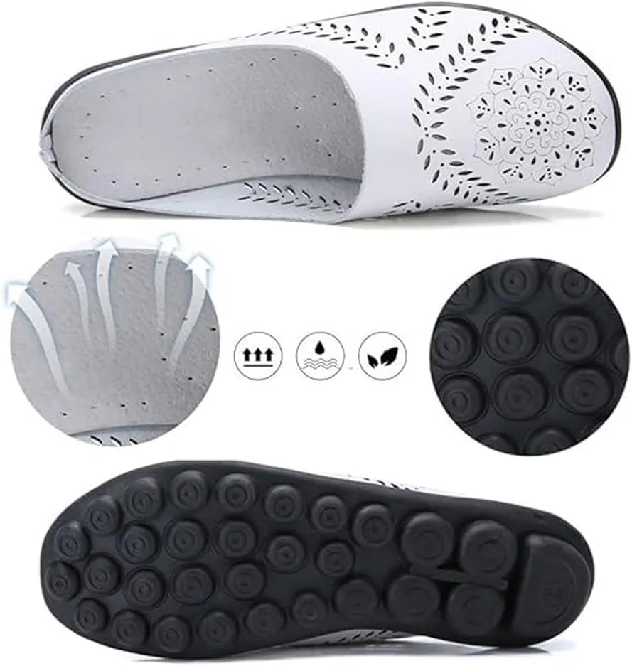 Womens Orthopedic Slippers Comfortable Non Slip Flat Sandals Breathable Hollow Soft Sole Yoga Mat Sandals Fashion Round Toe Wild Walking Soft Shoes