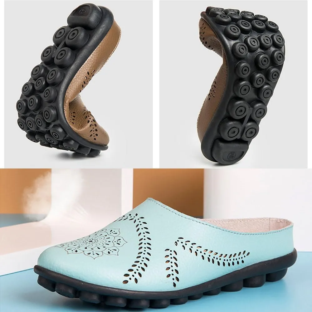 Womens Orthopedic Slippers Comfortable Non Slip Flat Sandals Breathable Hollow Soft Sole Yoga Mat Sandals Fashion Round Toe Wild Walking Soft Shoes