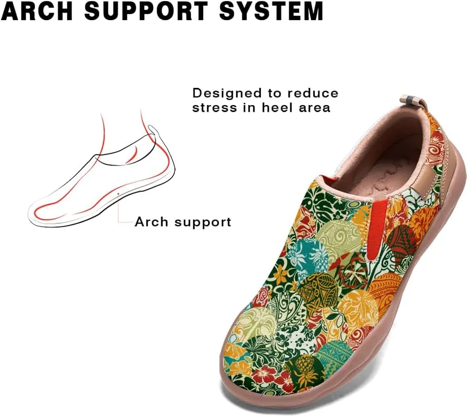 Womens Painted Travel Shoes Lightweight Comfort Slip-Ons Casual Loafers Patchwork Plants Floral Fashion Sneaker