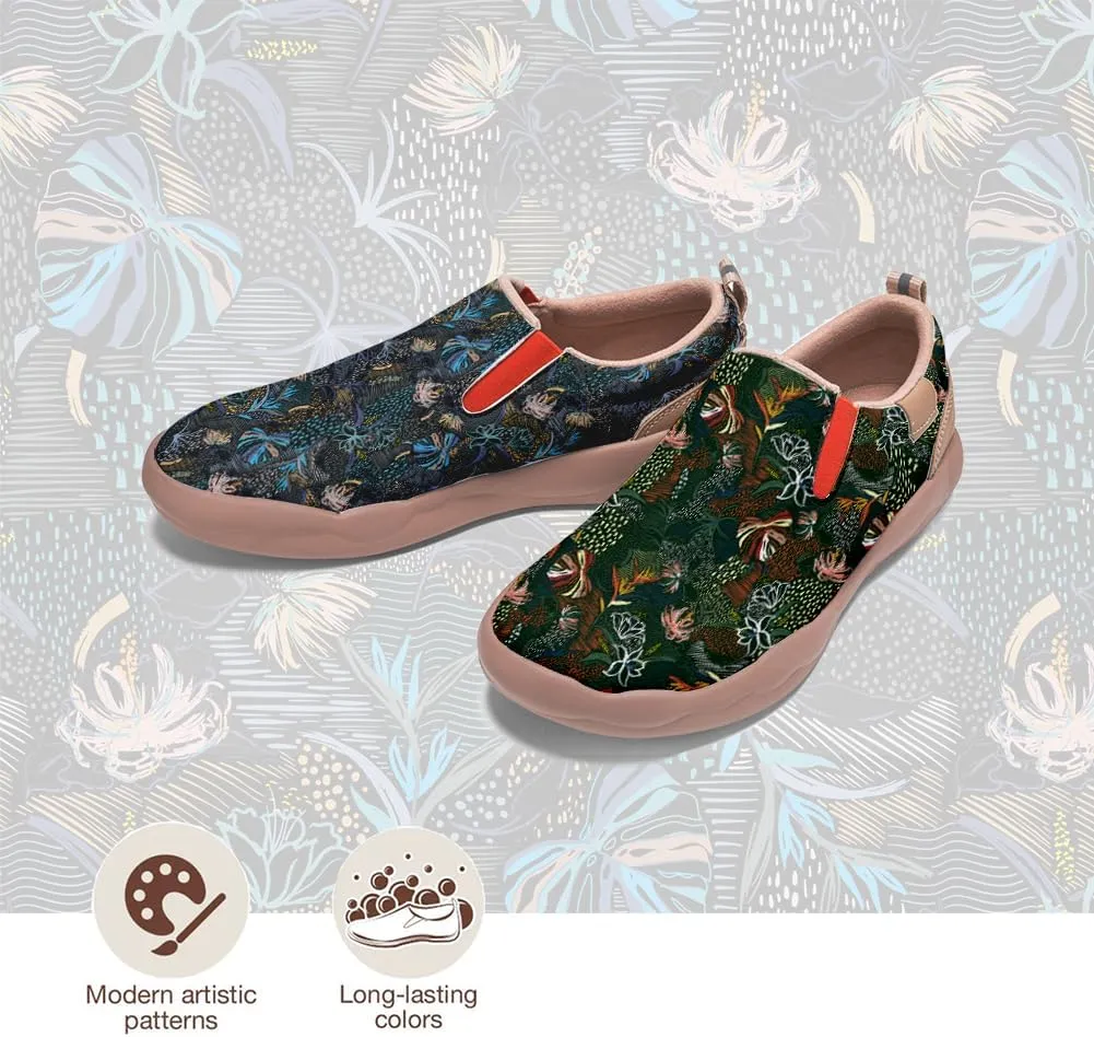 Womens Painted Travel Shoes Lightweight Comfort Slip-Ons Casual Loafers Patchwork Plants Floral Fashion Sneaker