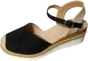 Women's Platform Wedge Sandals - Beige, Size US 6 - Wedge, Gladiator, Casual - Open Toe & Closed Toe - Ankle Strap - Waterproof - Casual Occasion