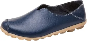 Women's Slip-On Loafers Lug Sole Non Slip Shoes Soft Lightweight Walking Driving Shoes Versatile Leather Shoes