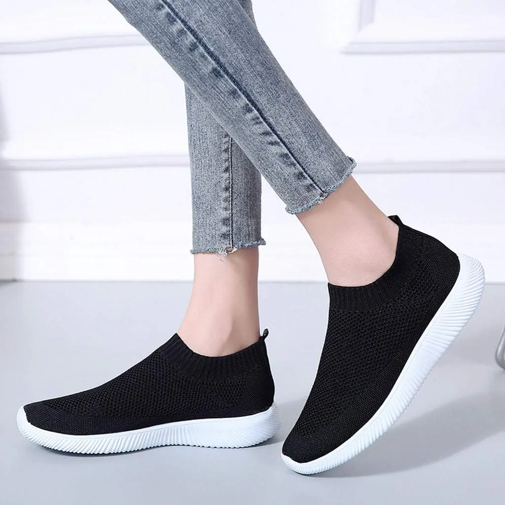 Women’s Slip-On Shoes Casual Lace-Free Walking Loafers Slip On Shoes Women Wide Width White Casual Shoes Chunky Sneakers Red Tennis Shoe Casual Loafers