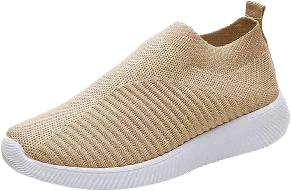 Women's Slip On Sneakers Lightweight Breathable Walking Shoes Women Sports Casual Slip On Shoes Brown Sneakers Brown Tennis Shoe Cross Trainer Shoe
