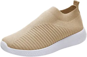 Women's Slip On Sneakers Lightweight Breathable Walking Shoes Women Sports Casual Slip On Shoes Brown Sneakers Brown Tennis Shoe Cross Trainer Shoe
