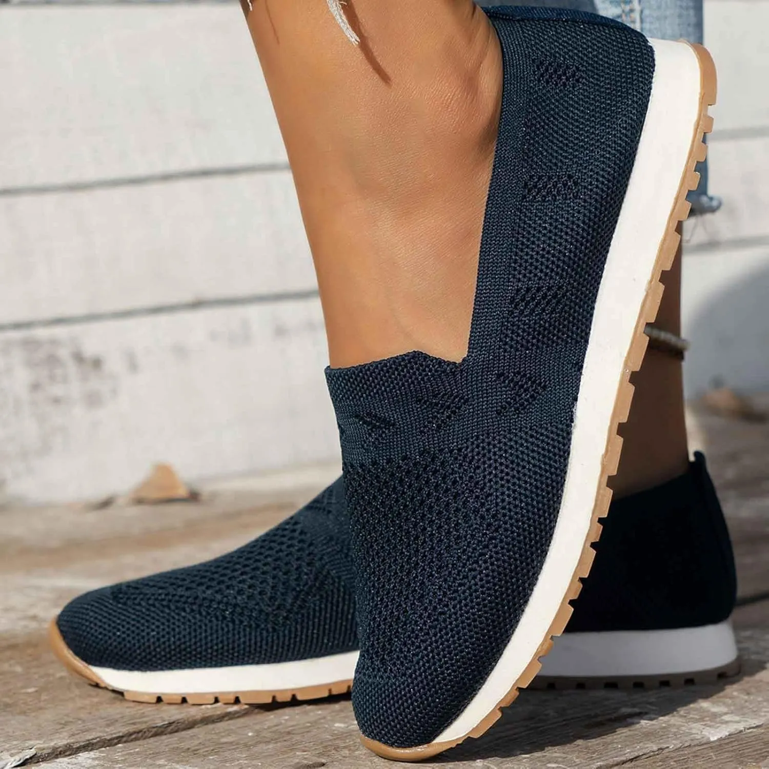 Women's Slip On Travel Soft Sole Comfortable Shoes Outdoor Solid Mesh Fashion Business Casual Shoes for Women Wedges