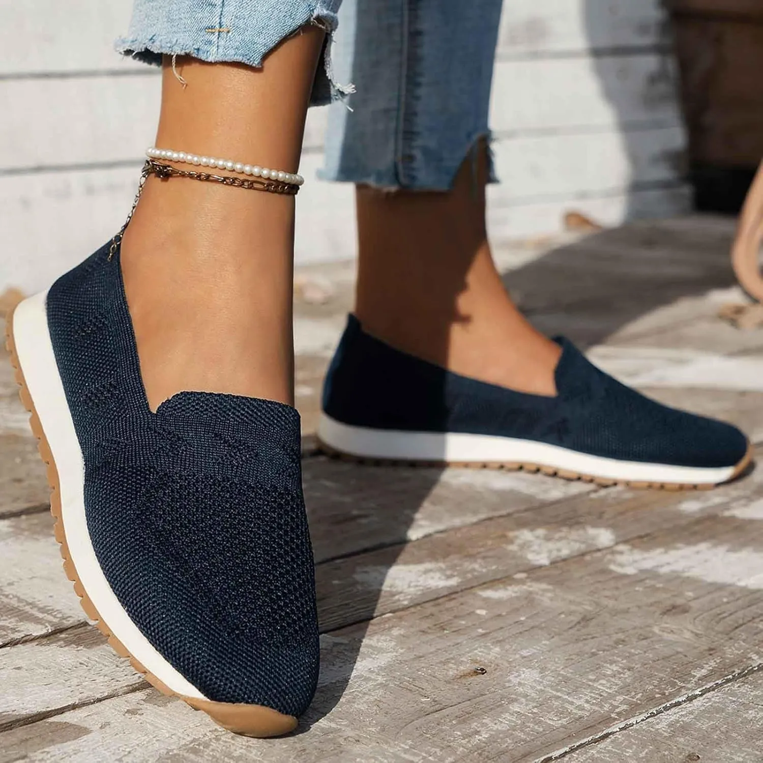 Women's Slip On Travel Soft Sole Comfortable Shoes Outdoor Solid Mesh Fashion Business Casual Shoes for Women Wedges