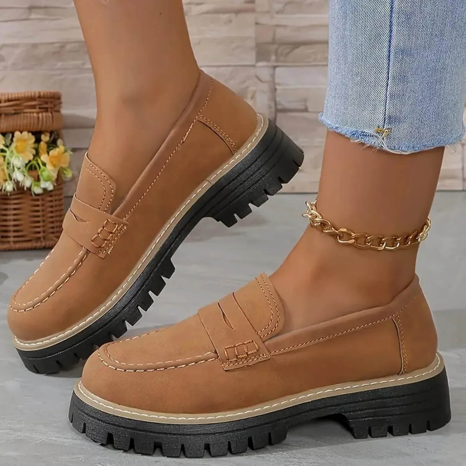 Women's Suede Penny Loafer Comfort Driving Moccasins Casual Slip-Ons Loafer Flats Fashion Women Business Work Shoes