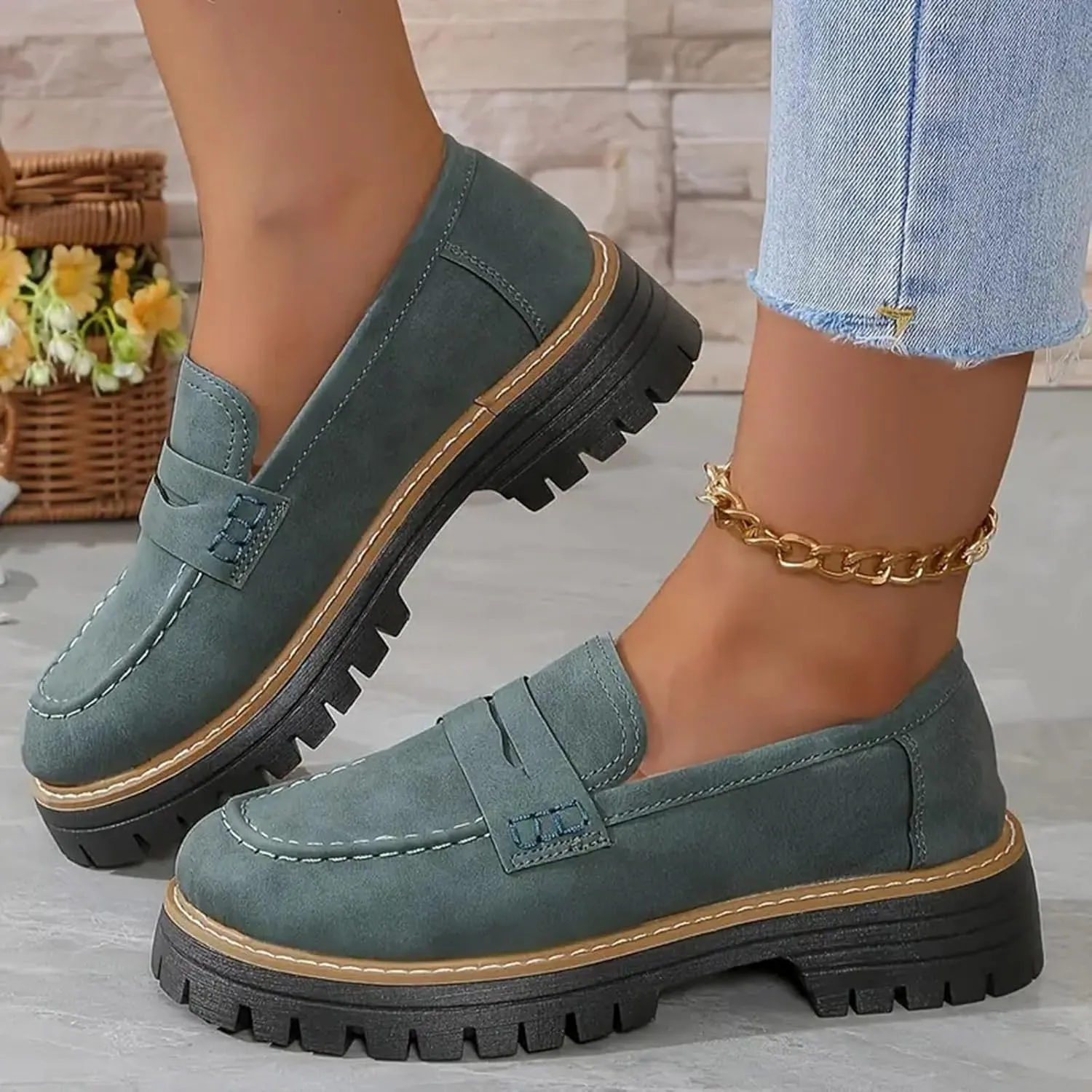 Women's Suede Penny Loafer Comfort Driving Moccasins Casual Slip-Ons Loafer Flats Fashion Women Business Work Shoes